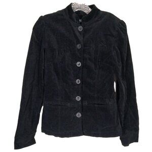 Vtg Y2K Rampage Black Velvet Military Style Jacket S Goth Grunge Emo Victorian